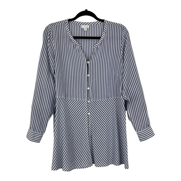 J. Jill Womens Size Small Blue White Stripe Button Front Tunic top - Picture 1 of 4